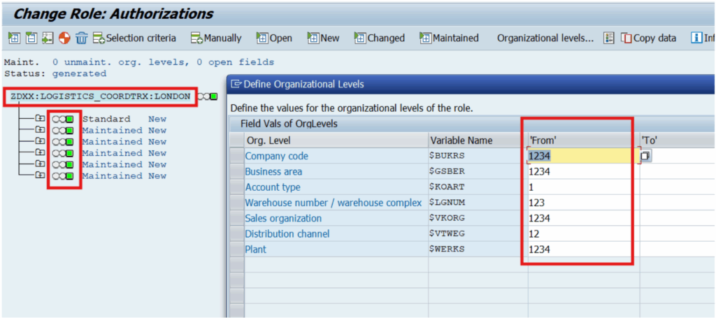 Derived Change SAP Roles Authorizations Location Specific