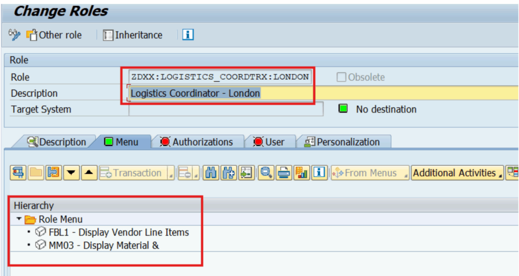 SAP Derived role inherits authorizations from Master role