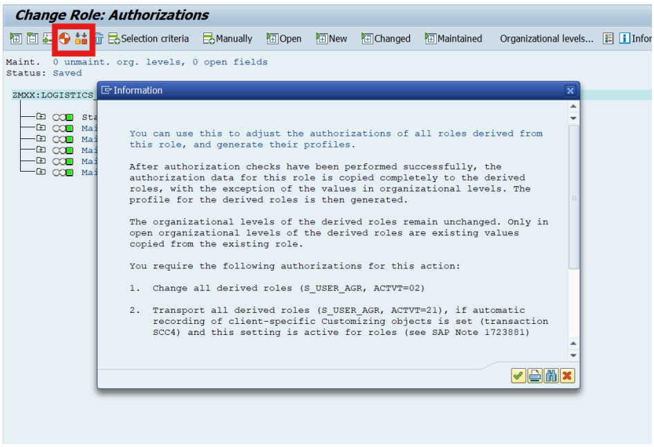 SAP Role Change Pushed to Derived Roles